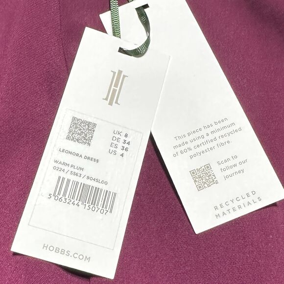 Hobbs London Leonora Dress Midi Long Sleeve warm plum Modest US Size 4 NWT - Picture 6 of 14